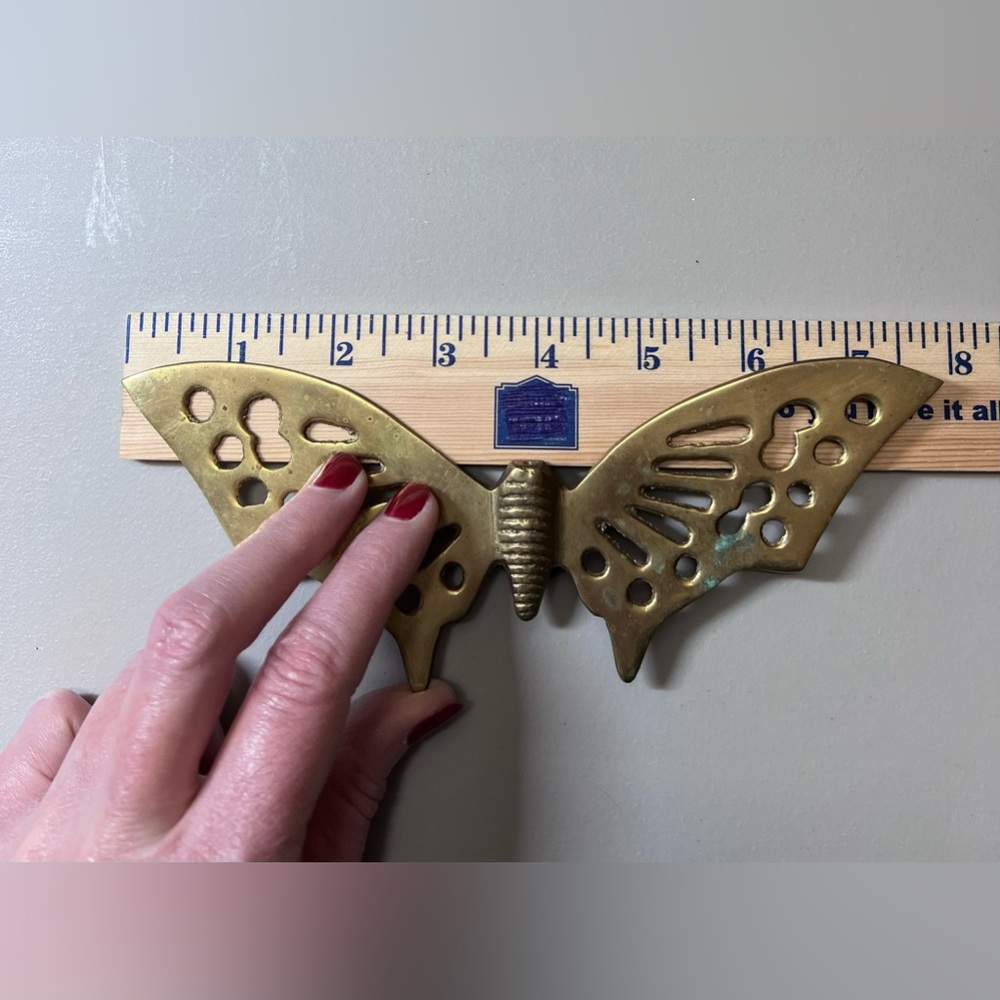 Vtg MCM Brass Butterfly Wall Hanging Decor Mid Century Modern Boho 8” - Picture 4 of 8